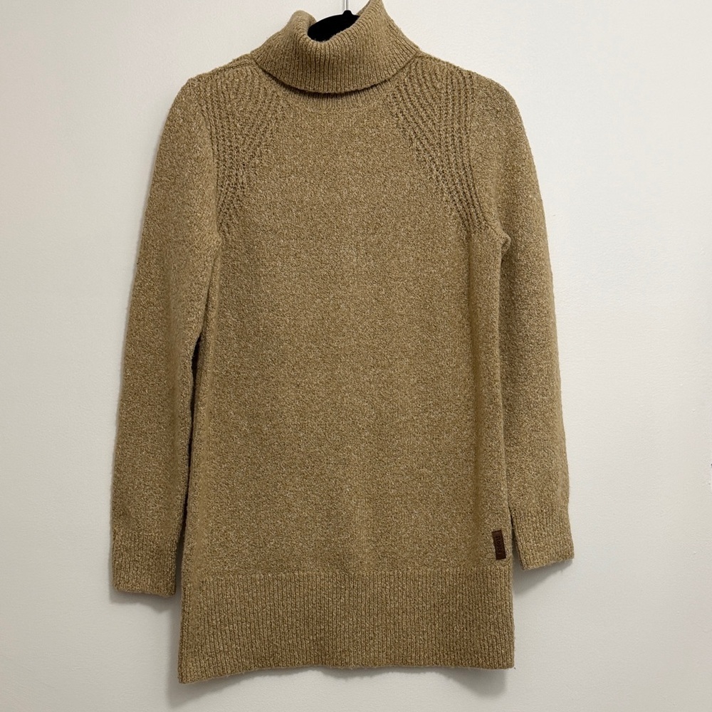 Roots Beige Wool Blend Tan Turtleneck Sweater Dress